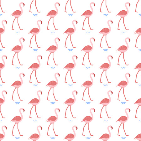 Seamless pattern with flamingo. Tropical exotic bird background. Design for poster or print.のイラスト素材
