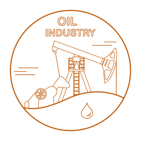 Vector illustration with equipment for oil production. Oil industry. Working oil pump.のイラスト素材