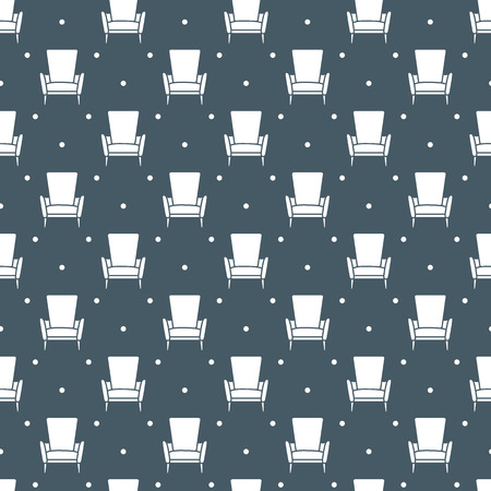 Vector seamless armchair pattern. Cushioned furniture. Design for banner, poster or print.のイラスト素材