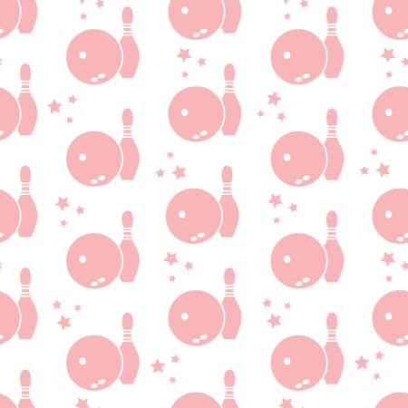 Seamless pattern with bowling pins and bowls. Sports theme. Games, hobbies, entertainment. Design for banner, poster or print.のイラスト素材