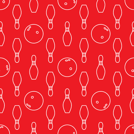 Seamless pattern with bowling pins and bowls. Sports theme. Games, hobbies, entertainment. Design for banner, poster or print.のイラスト素材