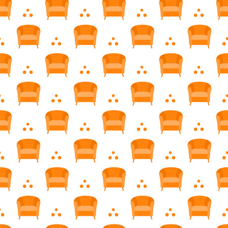 Vector seamless armchair pattern. Cushioned furniture. Design for banner, poster or print.のイラスト素材