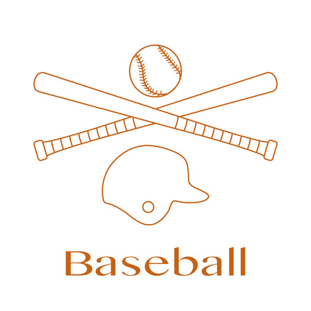 Vector illustration with baseball bats, ball, helmet. Sports background. Design for banner, poster or print.のイラスト素材