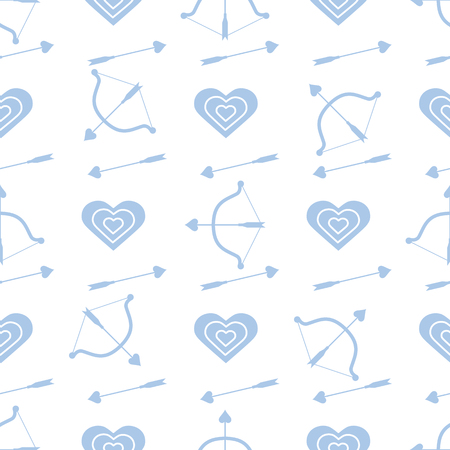 Seamless pattern with bow, arrows, target, hearts. Greeting card happy Valentine's Day. Romantic background. Design for banner, poster or print.のイラスト素材