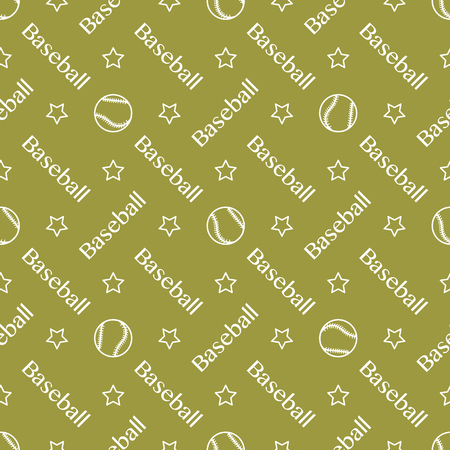 Vector seamless pattern with baseball balls and inscription baseball. Sports background. Design for banner, poster or print.のイラスト素材