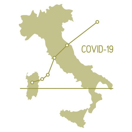 Vector illustration Map of Italy Growth rate of sick people Covid-19 2019-nCoV Dangerous corona virus ncov Pathogen respiratory coronavirus SARS pandemic risk alert Design for web, printのイラスト素材