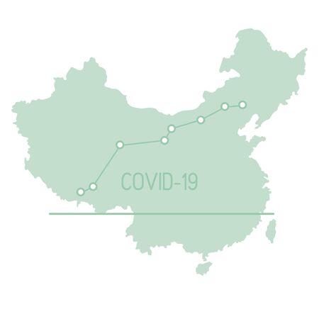Vector illustration Map of China Growth rate of sick people Covid-19 2019-nCoV Dangerous Chinese corona virus ncov. Pathogen respiratory coronavirus SARS pandemic risk alert Design for web, printのイラスト素材