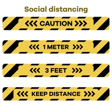 Vector illustration Keep distance. Social distancing. coronavirus COVID-19 Quarantine.のイラスト素材