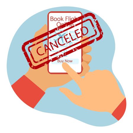 Vector illustration Quarantine. Cancellation of booking flights Coronavirus virus COVID-19 Quarantine Pandemic Reducing risk of infection, disease prevention measures. Stay at home. Health careのイラスト素材