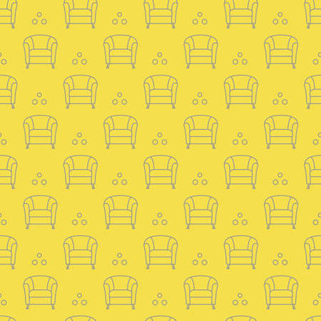 Vector seamless armchair pattern. Cushioned furniture. Design for banner, poster or print. Illuminating and Ultimate Gray.のイラスト素材