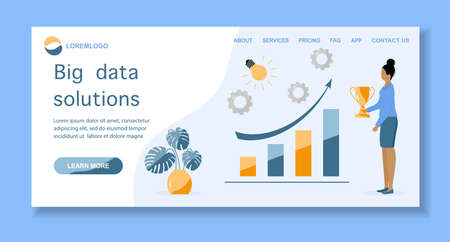 Vector illustration of business growth, financial increase. People. Search engine optimization, data analysis Big data, digital technology concept. Design for website, app, banner, poster or printのイラスト素材