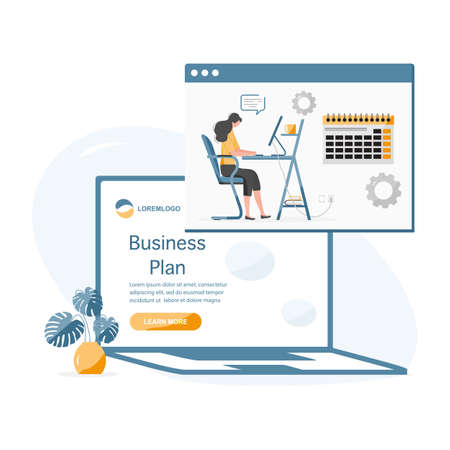 Vector illustration Profit growth planning, financial increase, development People Research, strategy selection, statistics, planning, marketing, study of performance indicators Business plan conceptのイラスト素材