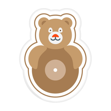 Vector illustration Kid toys Sticker Tumbler Roly-poly toy bear. Primary school, elementary grade, kindergarten. Happy childhood. Activity. Game. Play. Design for printのイラスト素材