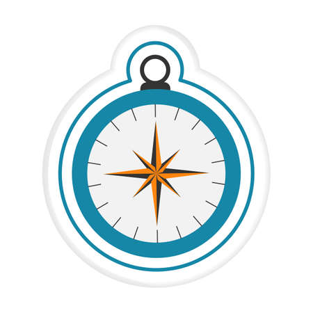 Vector illustration Sticker Magnetic classic round compass. Symbol of tourism, travel, outdoor activities, exploration. Design for printのイラスト素材