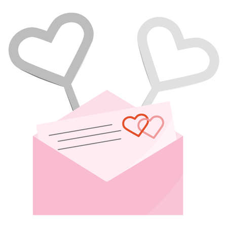 Vector illustration Happy Valentine's Day. Envelope with love letter, Two Keys in heart shape. Romantic. Together. Relationship, dating concept. Couple in loveのイラスト素材