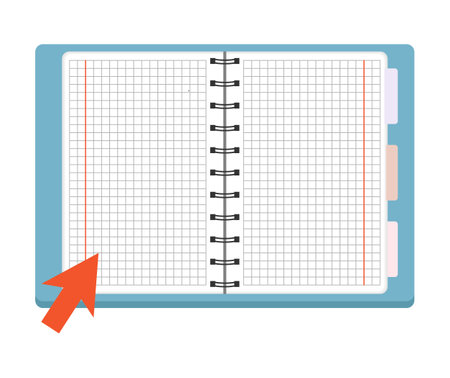 Vector illustration Stationery items for school. Goods for training. back to school. Notebook in a cage Education background Chancelleryのイラスト素材