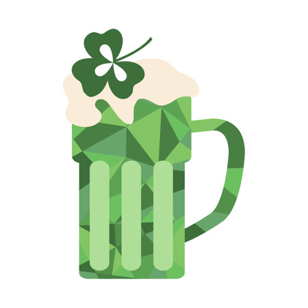 Vector illustration with mosaic style Beer mug Happy St. Patrick's Day Ireland Shamrock Clover leaf Irish Holiday Party Festive Celtic culture Lucky 17 March Design for printのイラスト素材