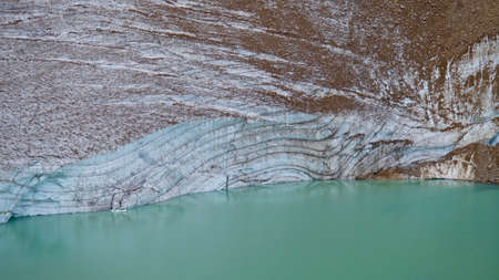 Glacier and a moraine lake. Jasper National Park. Canadian Rockies.  Alberta. Canada.の写真素材