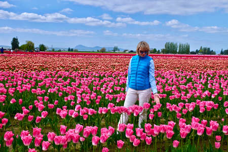 Woman at Mount Vernon Tulip Festival. Seattle. Washington. United States.