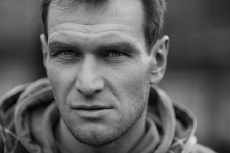 Pensive guy portraitの写真素材