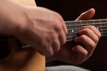 Acoustic guitar playingの写真素材