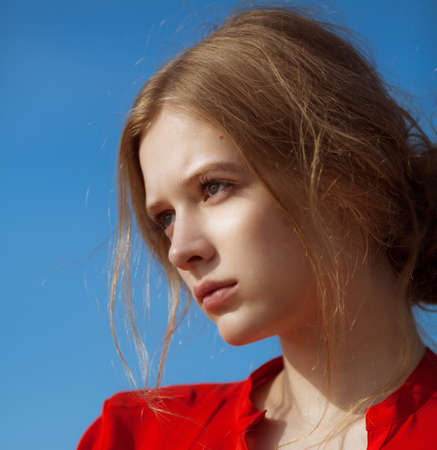 Young beautiful model portrait   Outdoor shootの写真素材