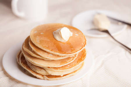 Tasty pancakes on a plate, food photo
