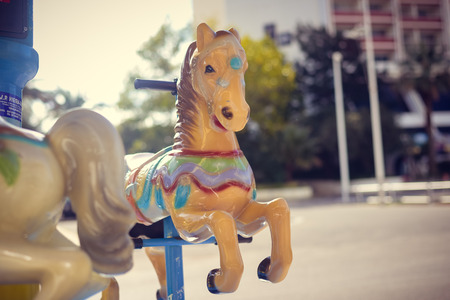 Horse carousel carnival - vintage effect style picture. Joyful time conceptの写真素材