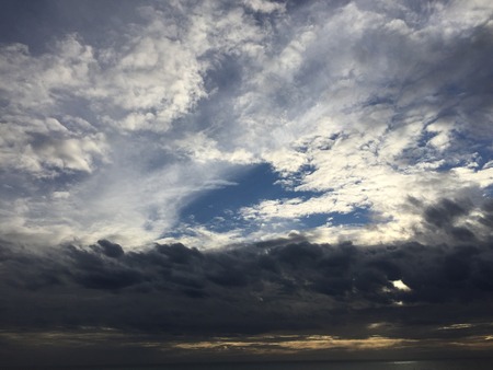 View of dark clouds before rain storm outdoors background