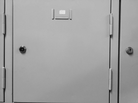 Close up photo of school locker for texture or text backgroundの写真素材