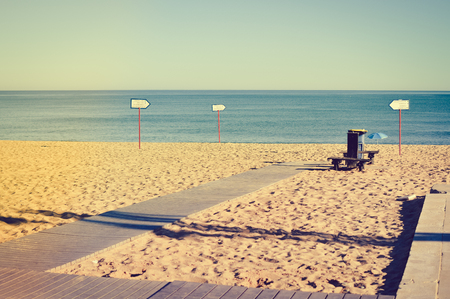 Beach umbrella sunny holiday outdoors landscape backgroundの写真素材