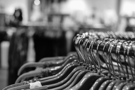 Closeup image of clothing hangers, abstract backgroundの写真素材