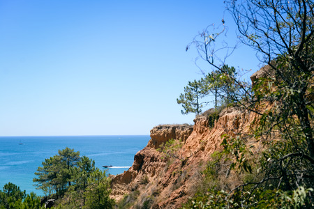 Beach coastline, sunny seascape landscape natural backgroundの写真素材