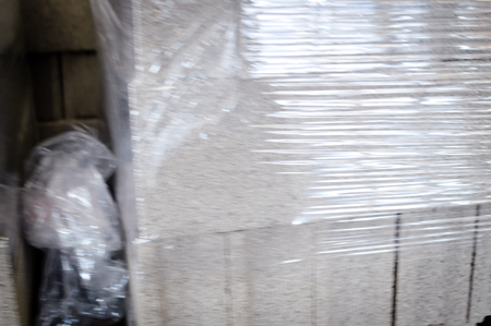 Pallet of concrete blocks industrial design building materials textured background. Build work storage unitの写真素材