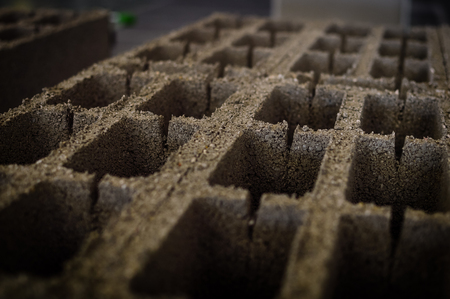 Pallet of concrete blocks industrial design building materials textured background. Build work storage unitの写真素材