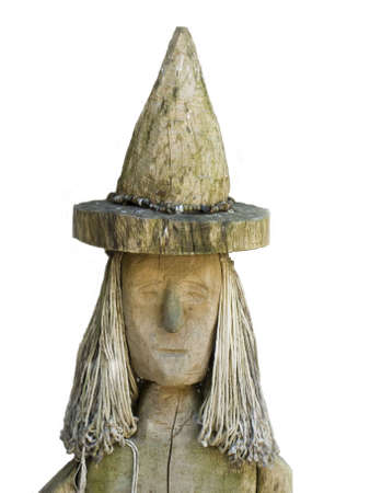 A witch of wood on a white backgroundの写真素材