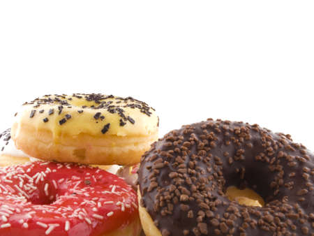 several donuts on a white backgroundの写真素材