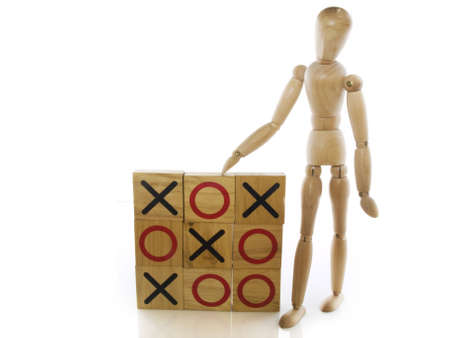 Tic tac toe blocks on a white backgroundの写真素材