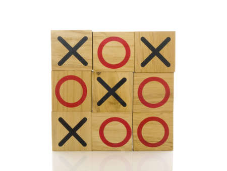 Tic tac toe blocks on a white background