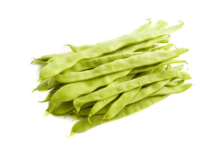 Fresh snap beans isolated on a white backgroundの写真素材