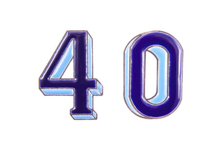 The numbers four and zero isolated over whiteの写真素材