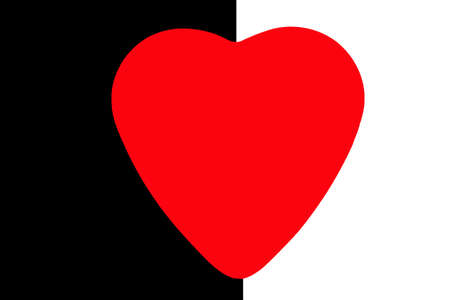 Red heart on a black and white backgroundの写真素材