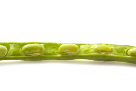 Macro shot of a sliced string beanの写真素材