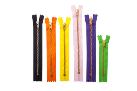 Colorful zipper collection isolated over white