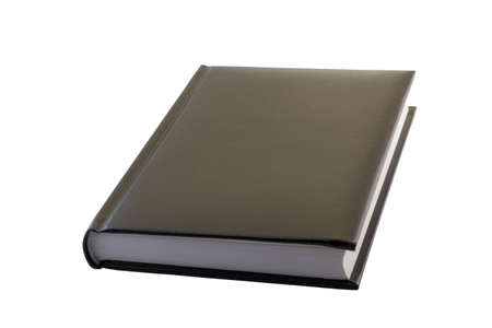 black leather notebook on a white backgroundの写真素材