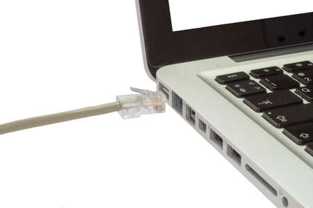 Internet cable connection to your laptop on an isolated background
