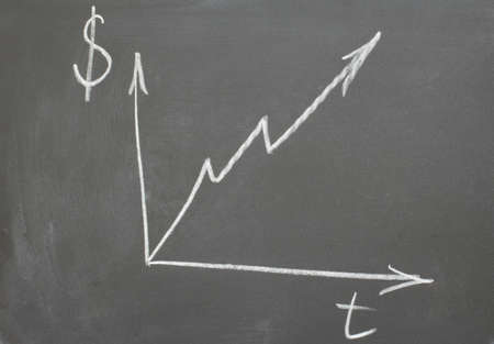 Blackboard with the image graph of profit growthの写真素材