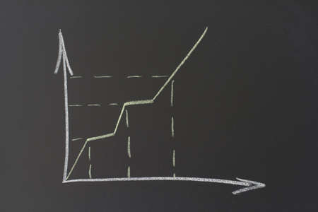 chalk on a blackboard drafted growth chartの写真素材