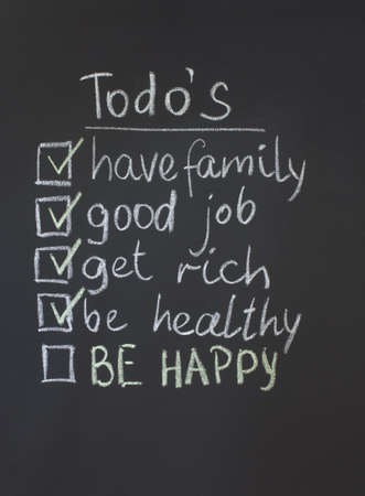 writing with chalk on a blackboardの写真素材