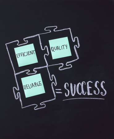 drawing and lettering in chalk on a blackboardの写真素材